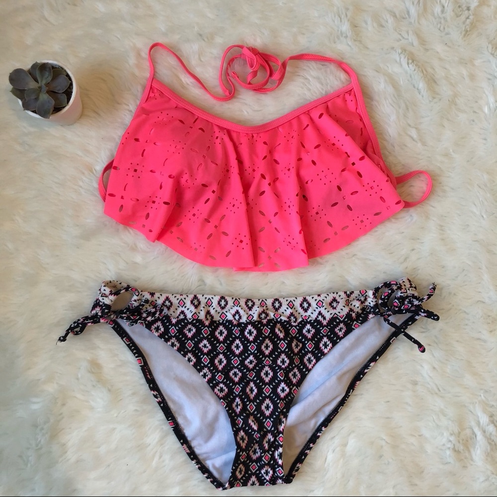 SO Bikini Pink Black & White Tribal Pattern